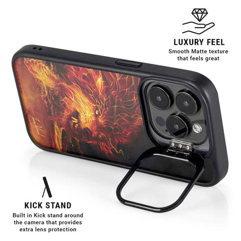 Fire Stalker Wolf by Tom Wood iPhone 16 Pro Kickstand Case